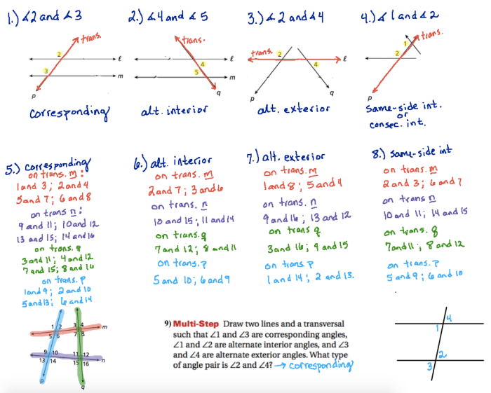 Parallel lines and transversals quiz